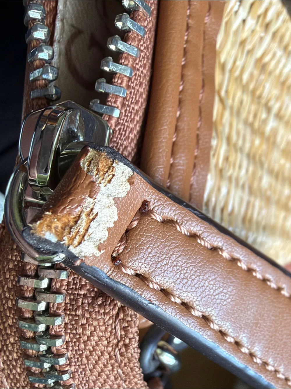 GUESS Brown and Tan Woven Crossbody Mini Purse